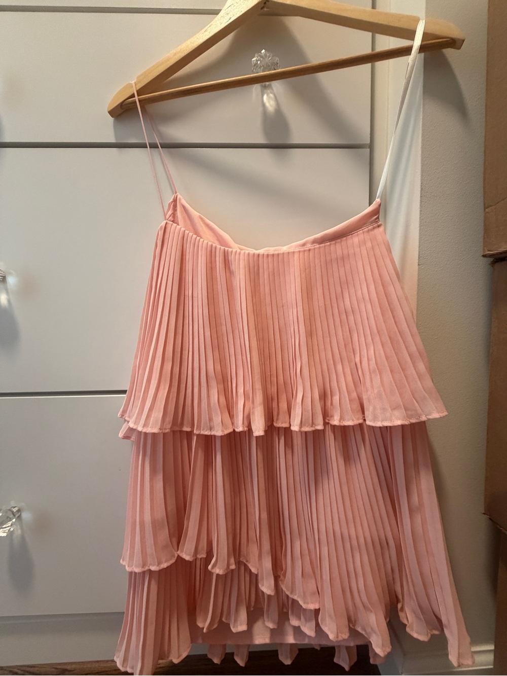 NBD Blush Pink Pleated One Shoulder Dress